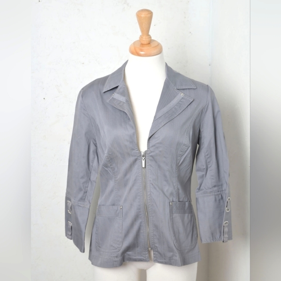 Northern Reflections |Grey v neck light jacket/blazer & woven buckles - Picture 1 of 13